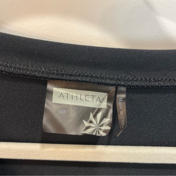 Athleta Dress Womens Black Nectar Faux Wrap Ruched Side Surplice Stretch Size MP - Picture 3 of 10